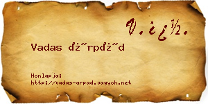 Vadas Árpád névjegykártya