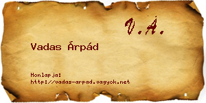 Vadas Árpád névjegykártya